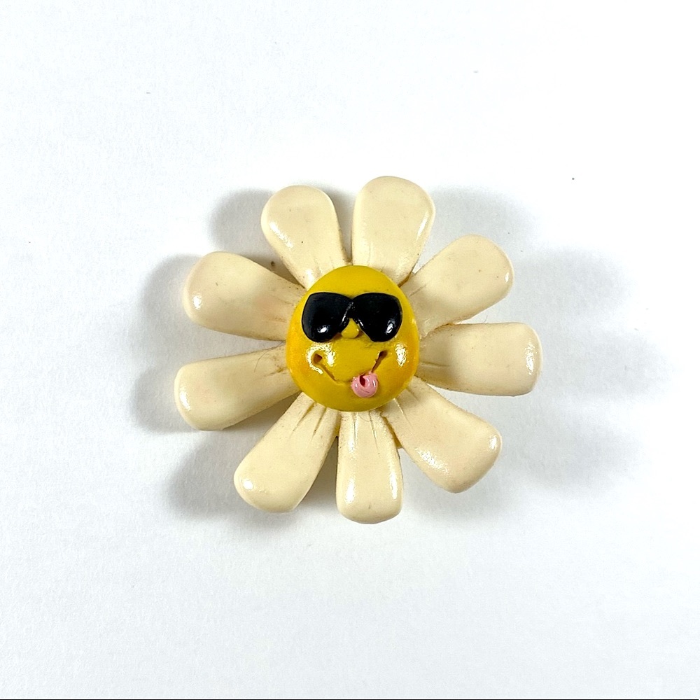 Polymer clay flower brooch